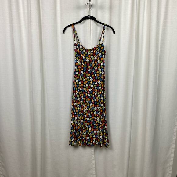 Reformation Crimini Black Multi Afternoon Floral Danica Slip Dress Sz.0 NWT - Picture 6 of 16